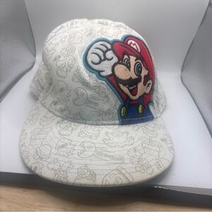 Nintendo White Kids Cap with Red & Blue Mario Patch